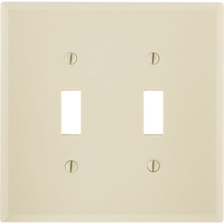 Leviton 2-Gang Smooth Plastic Mid-Way Toggle Switch Wall Plate, Ivory 001-80509-00I